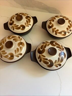 Pompeii Brown and Cream Handcrafted Casserole Set